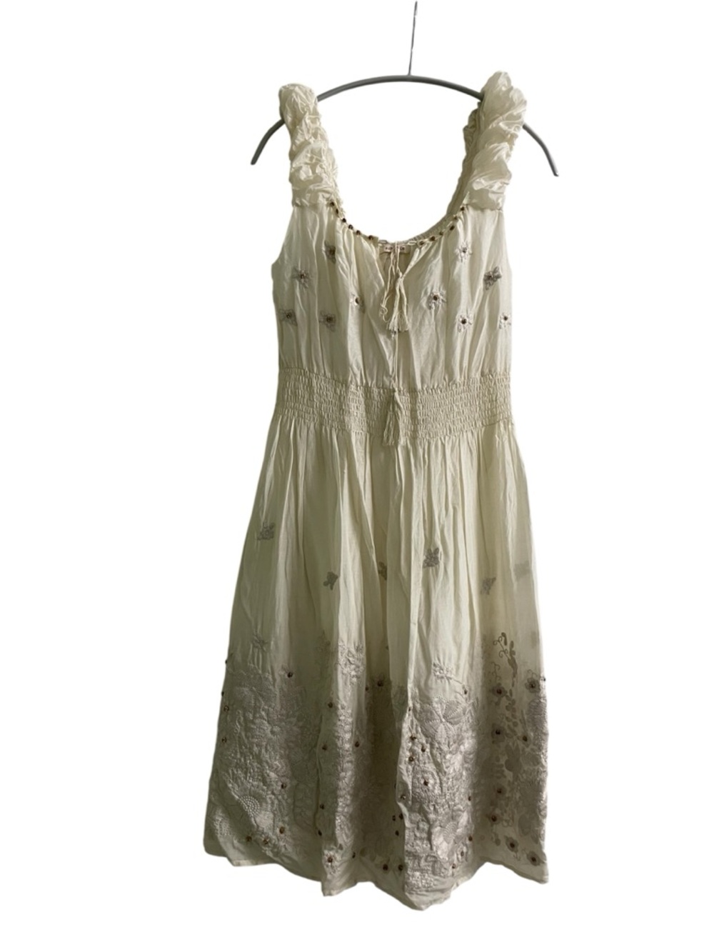 Sundance Cream Lightweight Gauze Dress with Tie Detail